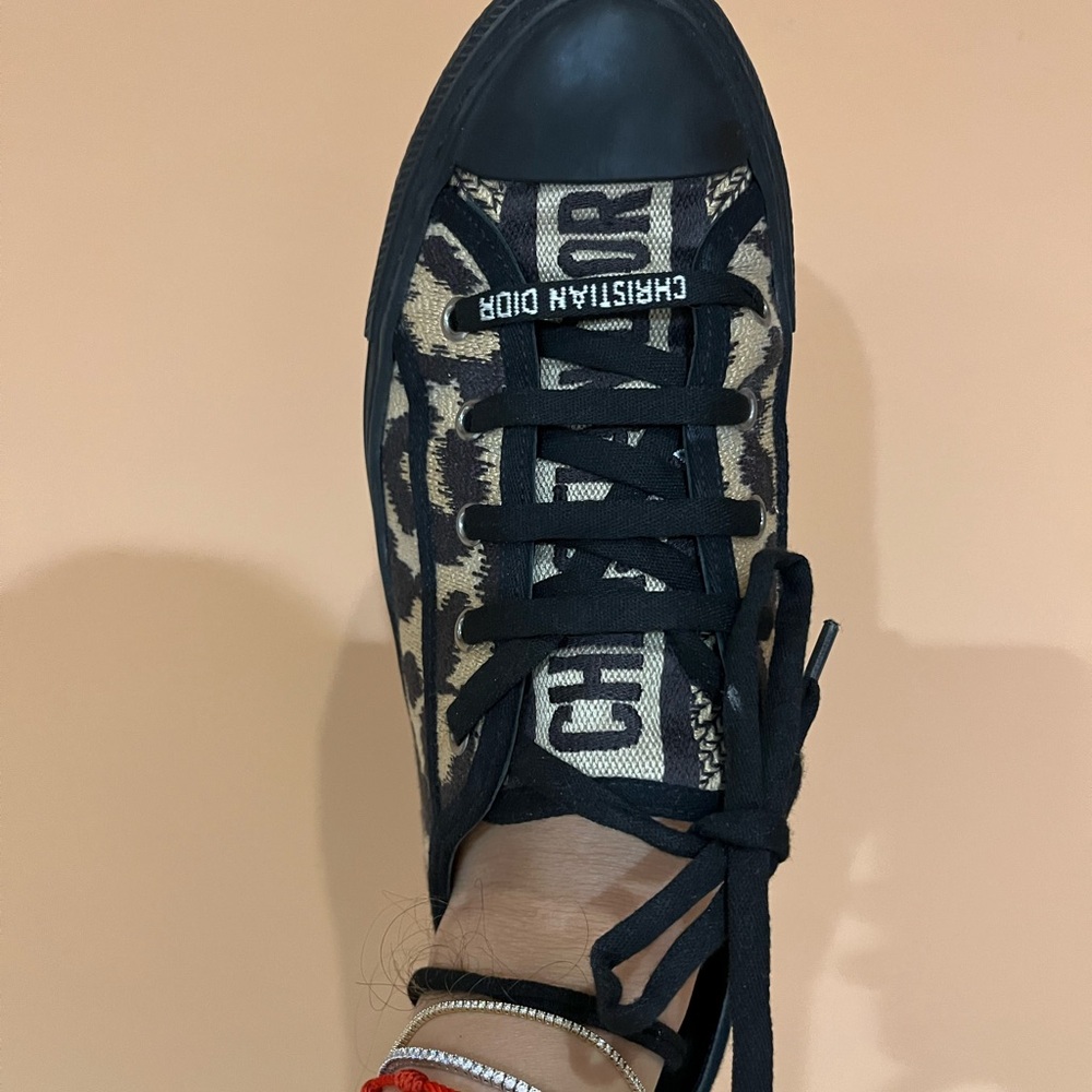 Limited Edition Christian Dior ANIMAL PRINT Black and Tan Sneakers size 9, $450 - Picture 5 of 15